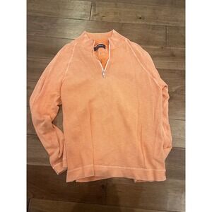 Tommy Bahama Pullover Sweater Mens L Quarter Zip Long Sleeve Orange